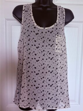 Sheer Tank Top with Black Star Print